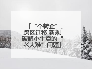 “个转企”、跨区迁移 新规破解小生意的“老大难”问题