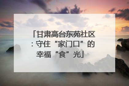 甘肃高台东苑社区：守住“家门口”的幸福“食”光