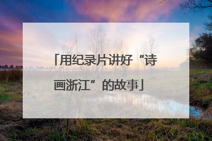 用纪录片讲好“诗画浙江”的故事