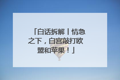 白话拆解丨情急之下，白宫敲打欧盟和苹果！