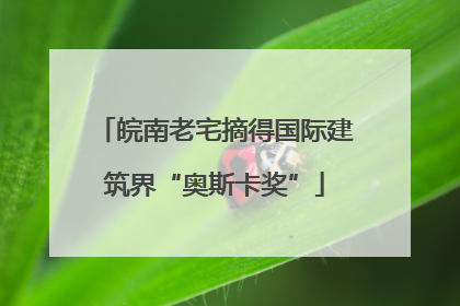 皖南老宅摘得国际建筑界“奥斯卡奖”