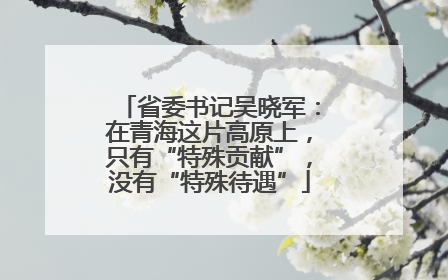 省委书记吴晓军：在青海这片高原上，只有“特殊贡献”，没有“特殊待遇”