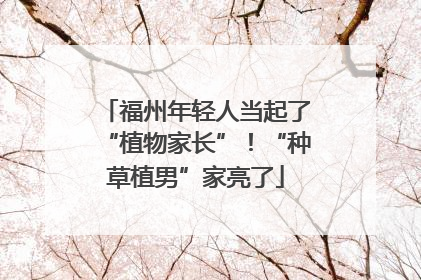 福州年轻人当起了“植物家长”！“种草植男”家亮了