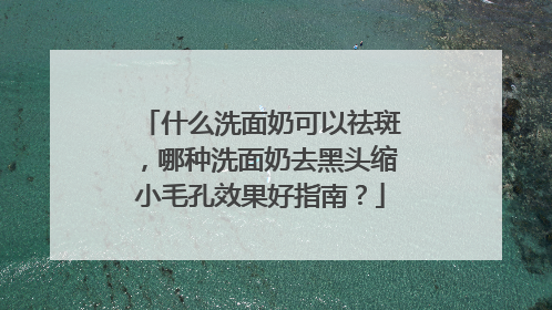 什么洗面奶可以祛斑，哪种洗面奶去黑头缩小毛孔效果好指南？