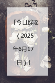 今日辟谣（2025年6月17日）