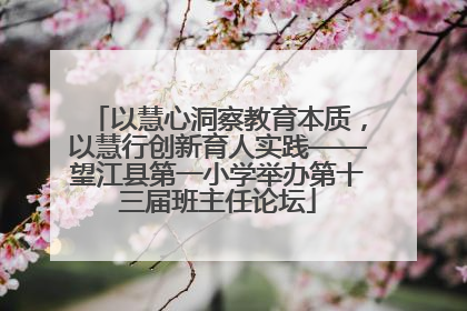 以慧心洞察教育本质，以慧行创新育人实践——望江县第一小学举办第十三届班主任论坛