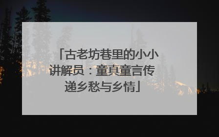 古老坊巷里的小小讲解员：童真童言传递乡愁与乡情