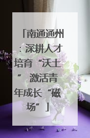南通通州：深耕人才培育“沃土” 激活青年成长“磁场”