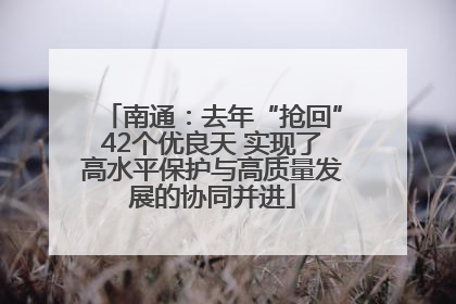 南通：去年“抢回”42个优良天 实现了高水平保护与高质量发展的协同并进