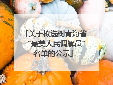 关于拟选树青海省“最美人民调解员” 名单的公示