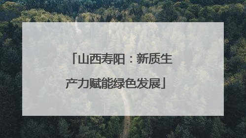 山西寿阳：新质生产力赋能绿色发展