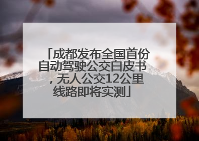 成都发布全国首份自动驾驶公交白皮书，无人公交12公里线路即将实测