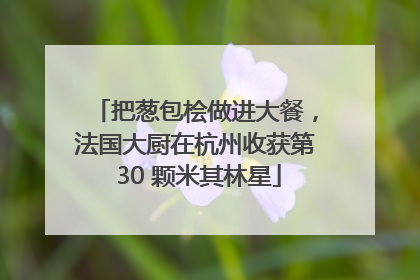 把葱包桧做进大餐，法国大厨在杭州收获第 30 颗米其林星
