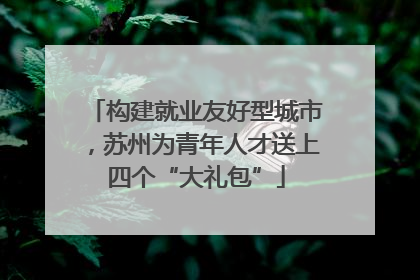 构建就业友好型城市，苏州为青年人才送上四个“大礼包”