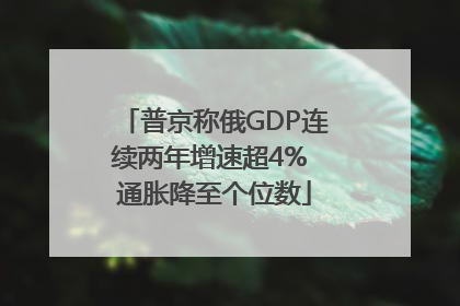 普京称俄GDP连续两年增速超4% 通胀降至个位数