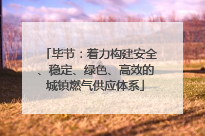 毕节：着力构建安全、稳定、绿色、高效的城镇燃气供应体系