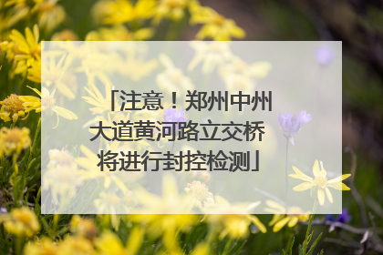 注意！郑州中州大道黄河路立交桥将进行封控检测
