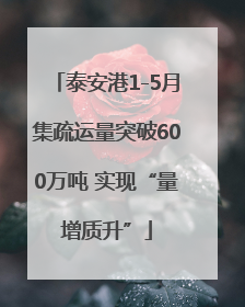 泰安港1-5月集疏运量突破600万吨 实现“量增质升”