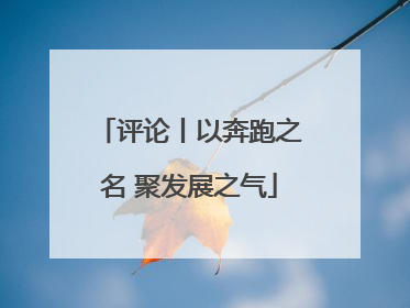 评论丨以奔跑之名 聚发展之气