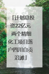 计划总投资22亿元 两个精细化工项目落户四川自贡沿滩