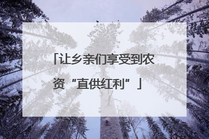 让乡亲们享受到农资“直供红利”