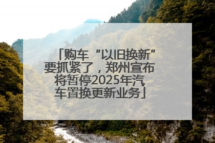 购车“以旧换新”要抓紧了，郑州宣布将暂停2025年汽车置换更新业务