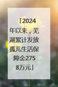 2024年以来，芜湖累计发放孤儿生活保障金2758万元