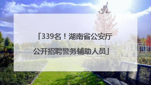 339名！湖南省公安厅公开招聘警务辅助人员